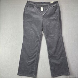 NWT Talbots Women's Gray Corduroy Straight Leg Pants Curvy Fit Size 18 W